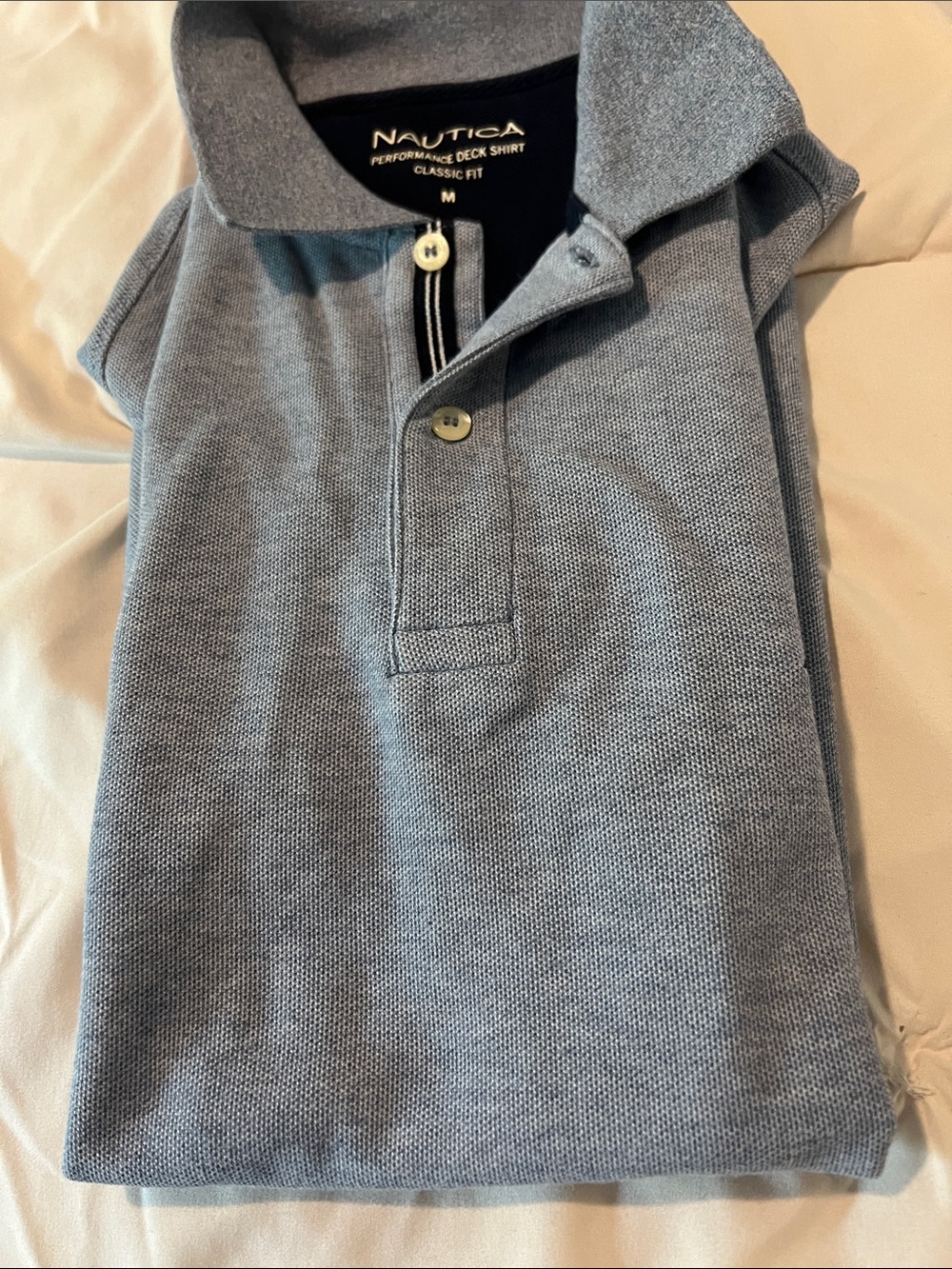 Nautica Classic Fit Pique Polo in Light Heather Blue